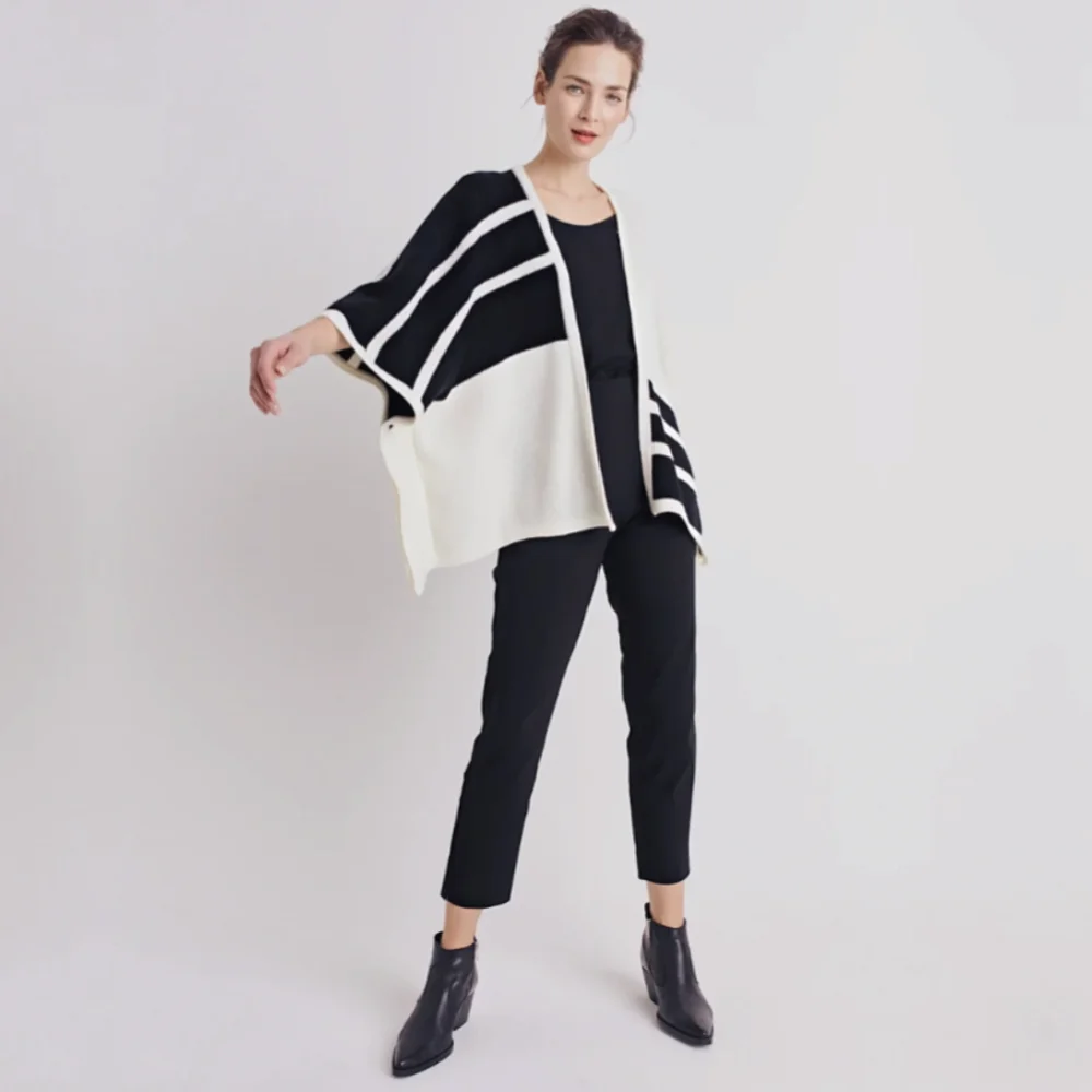 Brochu Walker*Revolve* Drape Front City Knit Alpaca Poncho O/S fits all - Picture 5 of 7
